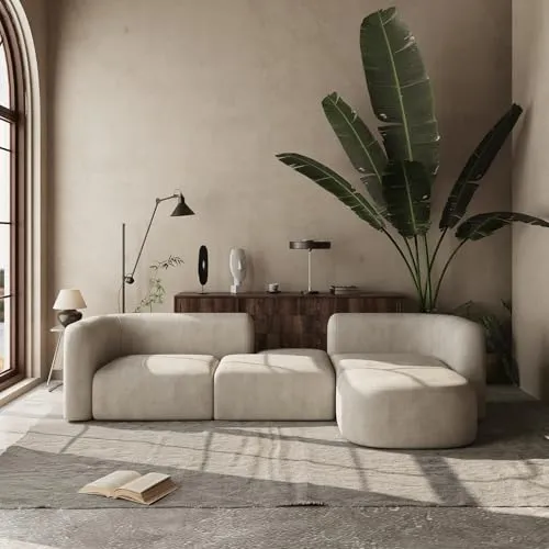 Acanva Mellow Modern Tight Curved Back Velvet Sofa