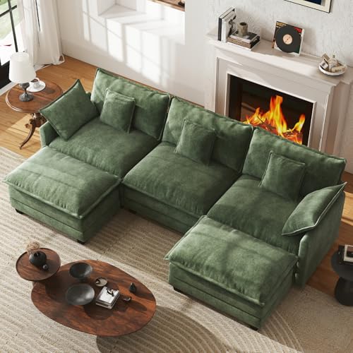 111.4" U-Shaped Sectional with Movable Ottomans